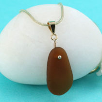 Golden Amber Sea Glass Pendant