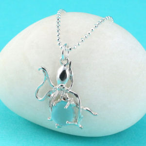 Aqua Sea Glass Octopus Pendant