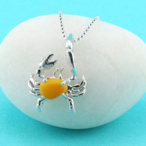 Small Bright Yellow Sea Glass Crab Pendant