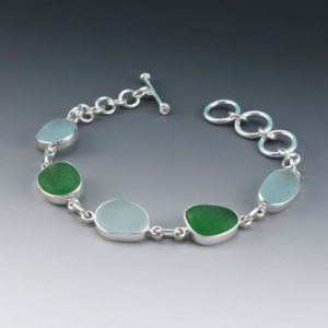 Lime Green Aqua Sea Glass Bracelet