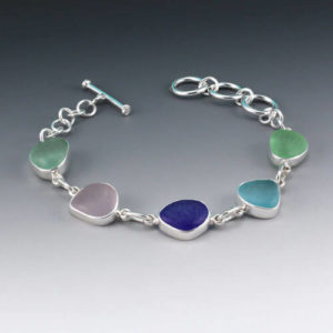 Colorful Sea Glass Bezel Set Bracelet