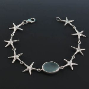 Aqua Sea Glass Starfish Bracelet