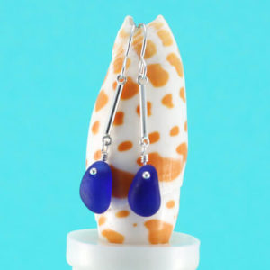 Classy Cobalt Blue Sea Glass Earrings