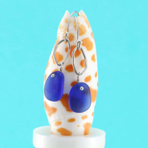 Charming Cobalt Blue Sea Glass Earrings