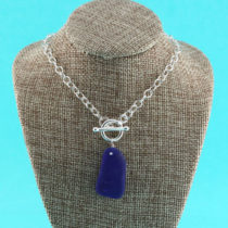 Cobalt Blue Sea Glass Insulator Chunk Pendant