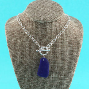 Cobalt Blue Sea Glass Chunk Necklace