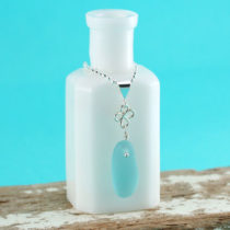 Aqua Sea Glass Pendant with Accent