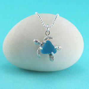 Turquoise Sea Glass Sea Turtle Pendant/Necklace