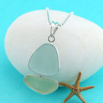 Light Blue & Yellow Sea Glass Sailboat Pendant