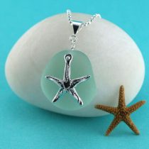 Splendid Sea Foam Sea Glass Pendant Starfish Charm