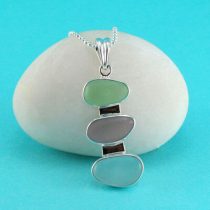 Sea Glass Pendant Trio of Colors