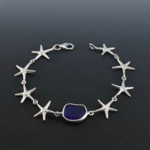 Cobalt Blue Sea Glass Starfish Bracelet