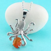 Large Orange Sea Glass Octopus Pendant