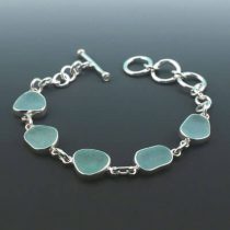 Amazing Aqua Sea Glass Bezel Set Bracelet