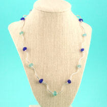 Aqua & Cobalt Blue Sea Glass Designer Necklace