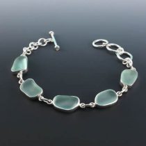 Splendid Sea Foam Sea Glass Bezel Set Bracelet