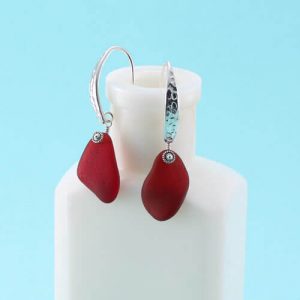 Big, Bold Red Sea Glass Earrings