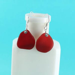 Large Red Sea Glass Earrings