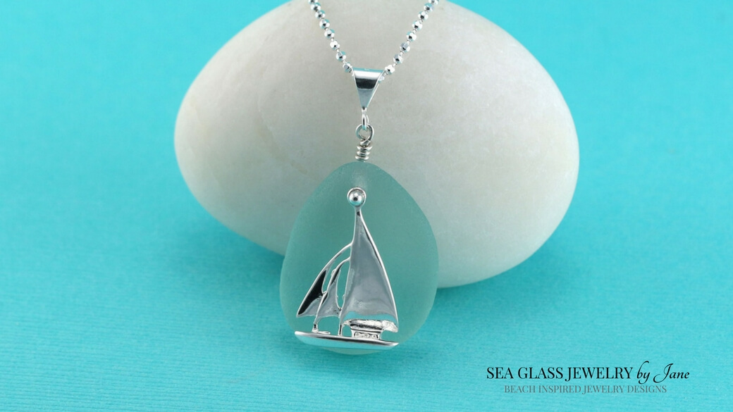 aqua sea glass necklace aqua sea glass jewelry Authentic aqua sea glass pendant