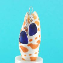 Cobalt Blue Sea Glass Bezel Set Earrings