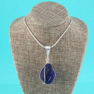 Cobalt Blue Sea Glass Insulator Pendant & Necklace