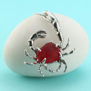 Large Red Sea Glass Crab Pendant/Necklace