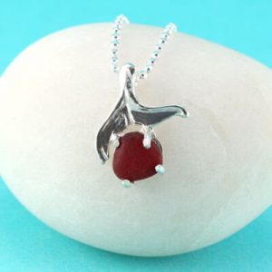 Red Sea Glass Mermaid Tail Pendant/Necklace
