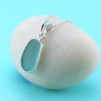 Aqua Sea Glass Bezel Set Pendant