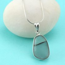 Gray Sea Glass Bezel Set Pendant/Necklace