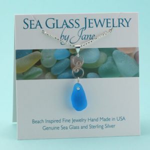Electric Blue Sea Glass Pendant