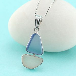 Pink and Blue Sea Glass Sailboat Pendant