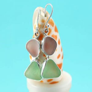 Lavender & Ocean Green Sea Glass Earrings