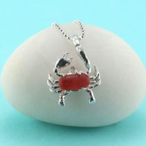 Rare Purplish Red Sea Glass Crab Pendant