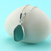 Gorgeous Aqua Teal Sea Glass Bezel Set Pendant