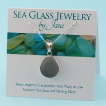 Deep Gray Sea Glass Pendant
