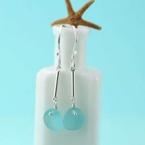 Long Aqua Sea Glass Earrings