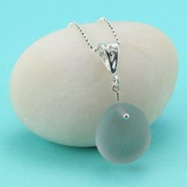 Gray Sea Glass Pendant & Necklace