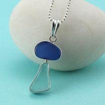 Double Your Fun Aqua & Blue Sea Glass Pendant