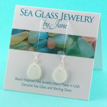 Frosty White Long Sea Glass Earrings