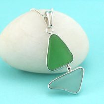 Green & Aqua Sea Glass Sailboat Pendant
