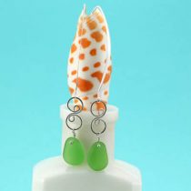 Long & Lively Lime Green Sea Glass Earrings