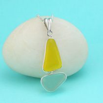 Bright Yellow & Aqua Sea Glass Sailboat Pendant