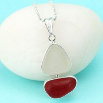 Red & White Sea Glass Sailboat Pendant