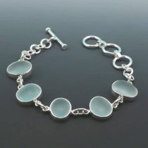 Gorgeous Pale Aqua Sea Glass Bezel Set Bracelet