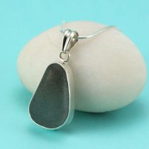 Deep Shades of Gray Sea Glass Pendant and Necklace