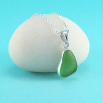 Lovely Lime Green Sea Glass Bezel Set Pendant