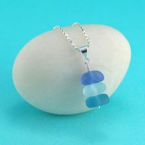 Shades of Blue Sea Glass Stack Pendant