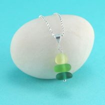 Rare Colors Yellow Green Teal Sea Glass Stack Pendant