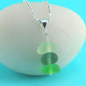 Green Shades Sea Glass Stack Pendant
