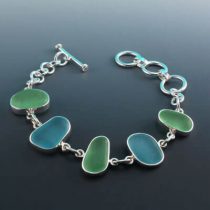 Watercolors Sea Glass Bezel Set Bracelet